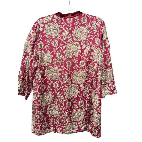 Soft Surroundings Velvet Burnout Tunic Blouse Red floral Scroll Med Asian - Picture 8 of 8